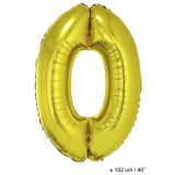Folienballon 100cm Zahl 0 Farbe Gold