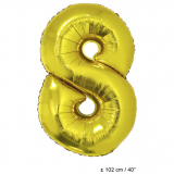 Folienballon 100cm Zahl 8 Farbe Gold